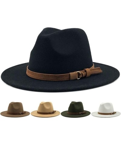 Suede Fedoras Hats for Women Men Felt Hat Autumn Winter Cap Big Brim Ladies Church Vintage White Jazz Cap Black $17.94 Fedoras