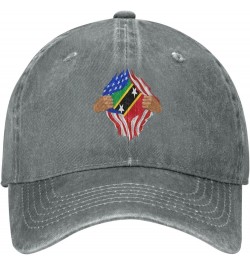 Hand Tear Flag of Saint Kitts and Nevis Baseball Cap for Men Women Hats Adjustable Vintage Cowboy Hat Sun Hat Gray $12.55 Cow...