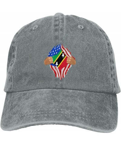 Hand Tear Flag of Saint Kitts and Nevis Baseball Cap for Men Women Hats Adjustable Vintage Cowboy Hat Sun Hat Gray $12.55 Cow...