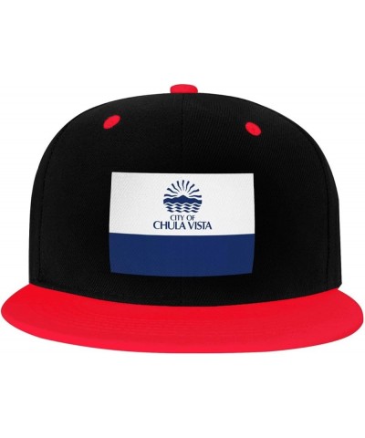 Flag of Chula Vista, California Snapback Hat for Men Women Baseball Cap Trucker Flat Bill Hats Dad Caps Red $9.70 Baseball Caps