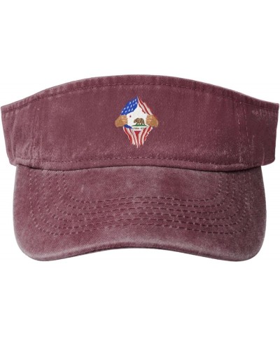 Hand Tear Flag of California Sun Hat Sun Visor Hats for Women Men Baseball Cap Golf Hats Red $10.41 Visors