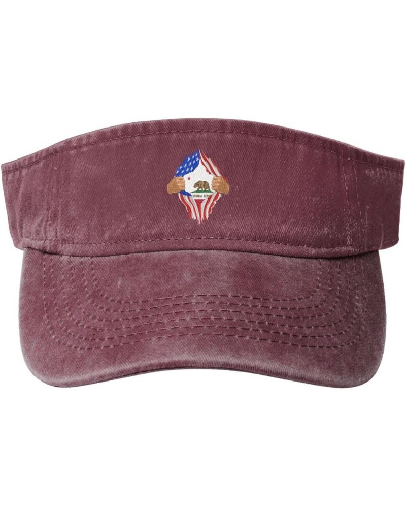 Hand Tear Flag of California Sun Hat Sun Visor Hats for Women Men Baseball Cap Golf Hats Red $10.41 Visors