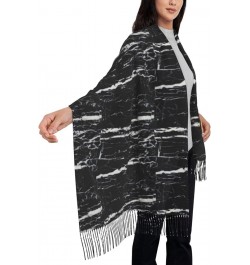 Classic Beautiful Purple Glitter Print Scarf For Women Men Soft Tassel Scarves Black and White Marble $13.17 Scarves