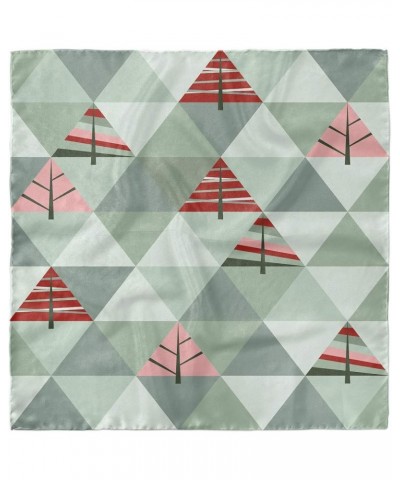 Tree Head Scarf, Illustration of Triangles, Hair Wrap Coral and Reseda Green $17.10 Scarves