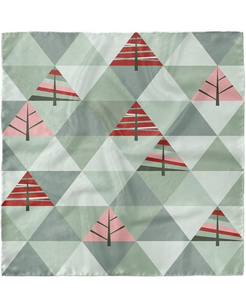 Tree Head Scarf, Illustration of Triangles, Hair Wrap Coral and Reseda Green $17.10 Scarves