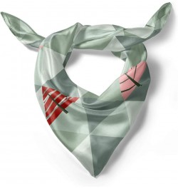 Tree Head Scarf, Illustration of Triangles, Hair Wrap Coral and Reseda Green $17.10 Scarves