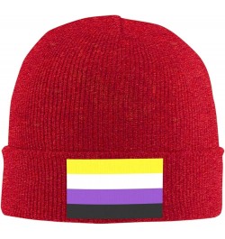 Nonbinary Pride Flag LGBTQ Cozy Knitted Hat for Winter - Warm Comfort Black Red $12.74 Skullies & Beanies