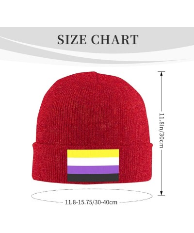 Nonbinary Pride Flag LGBTQ Cozy Knitted Hat for Winter - Warm Comfort Black Red $12.74 Skullies & Beanies