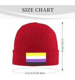 Nonbinary Pride Flag LGBTQ Cozy Knitted Hat for Winter - Warm Comfort Black Red $12.74 Skullies & Beanies