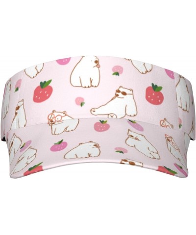 Strawberry Polar Bear Sun Visor Hat Sun Visors for Women Men Visor Hats for Women Men Sun Hats Sports Hat for Outdoor Strawbe...