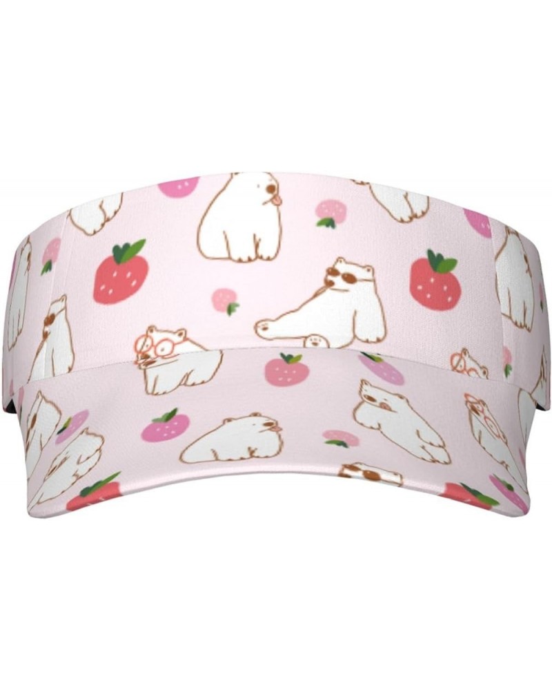 Strawberry Polar Bear Sun Visor Hat Sun Visors for Women Men Visor Hats for Women Men Sun Hats Sports Hat for Outdoor Strawbe...