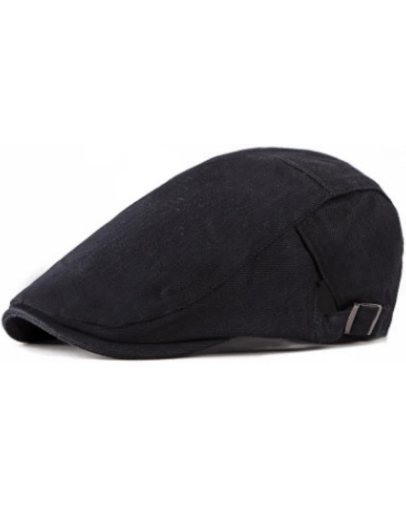 Beret Hats for Mens Cotton Fashion Peaked Flat Newsboy Caps Lightweight Baker Boy Hat for Golf Driving Black $12.90 Newsboy Caps