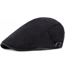 Beret Hats for Mens Cotton Fashion Peaked Flat Newsboy Caps Lightweight Baker Boy Hat for Golf Driving Black $12.90 Newsboy Caps