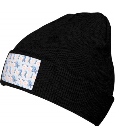 Flowers Stripe Print Beanie Hat Knitted Cap for Men Women,Thin Warm Knit Slouchy Ski Cap Winter Hip Hop Black $9.04 Skullies ...