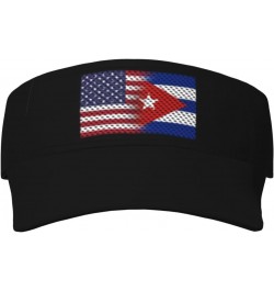 Flag of USA and Cuban Flag Visor Cap Sports Empty Top Hats Adjustable Sun Tennis Caps for Men Women21 Black $14.01 Visors