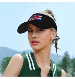 Flag of USA and Cuban Flag Visor Cap Sports Empty Top Hats Adjustable Sun Tennis Caps for Men Women21 Black $14.01 Visors