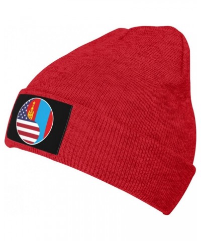 Yin Yang Flag Combination of America and The Mongolian People's Republic Beanie Hat for Men Women Soft Warm Knit Skull Cap Wi...