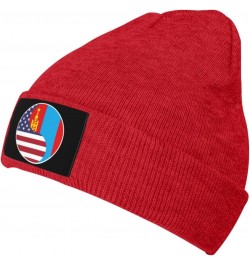 Yin Yang Flag Combination of America and The Mongolian People's Republic Beanie Hat for Men Women Soft Warm Knit Skull Cap Wi...