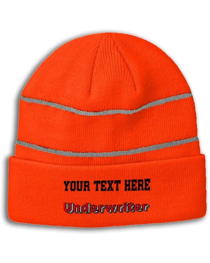 Custom Reflective Beanie Underwriter Acrylic High Visibility Running Gear Skull Cap for Men & Women 1 Size Neon Orange Person...