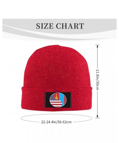 Yin Yang Flag Combination of America and The Mongolian People's Republic Beanie Hat for Men Women Soft Warm Knit Skull Cap Wi...