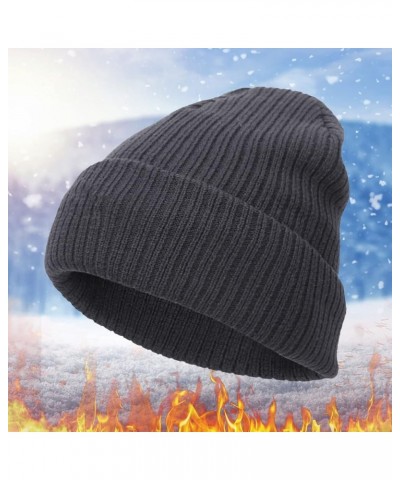 Unisex Cable Knit Beanie Hat Warm Cozy Knitted Cuffed Skull Cap Winter Hats Soft Daily Hat Grey-2 $8.05 Skullies & Beanies