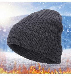 Unisex Cable Knit Beanie Hat Warm Cozy Knitted Cuffed Skull Cap Winter Hats Soft Daily Hat Grey-2 $8.05 Skullies & Beanies