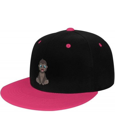 Naughty Little Monkey Snapback Hat for Men Women Baseball Cap Trucker Flat Bill Hats Dad Caps Pink $12.12 Baseball Caps