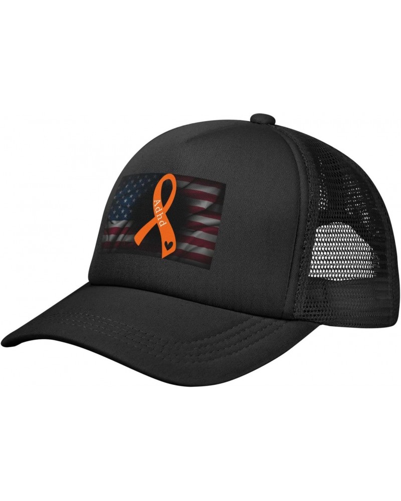 ADHD Awareness Orange Ribbon Baseball Cap Adjustable Casual Mesh Hats Duck Tongue Hat for Men Women21 $10.32 Baseball Caps