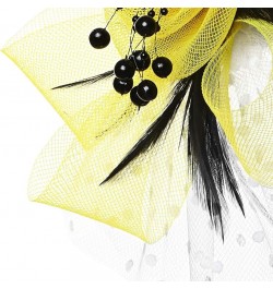 Women's Fascinators Tea Party Wedding Headwear Mesh Flower Feather Headband and Clip Yellow $7.98 Headbands