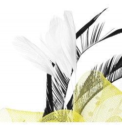 Women's Fascinators Tea Party Wedding Headwear Mesh Flower Feather Headband and Clip Yellow $7.98 Headbands