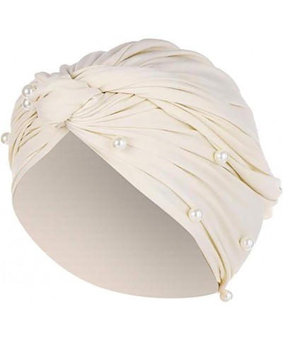 Wrap Muslim Cap Ruffle Turban Women Rhinestone Hat Baseball Caps Hats for Large Heads Women B-beige $12.43 Skullies & Beanies