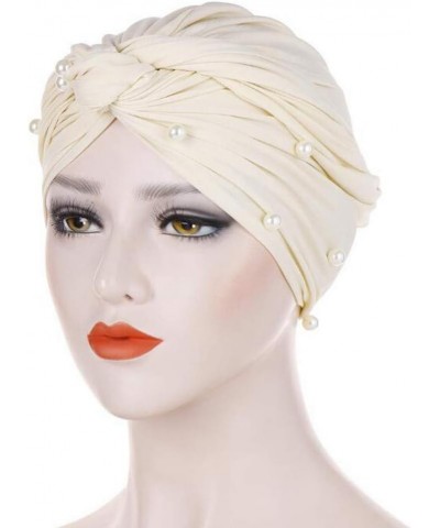 Wrap Muslim Cap Ruffle Turban Women Rhinestone Hat Baseball Caps Hats for Large Heads Women B-beige $12.43 Skullies & Beanies