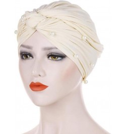 Wrap Muslim Cap Ruffle Turban Women Rhinestone Hat Baseball Caps Hats for Large Heads Women B-beige $12.43 Skullies & Beanies