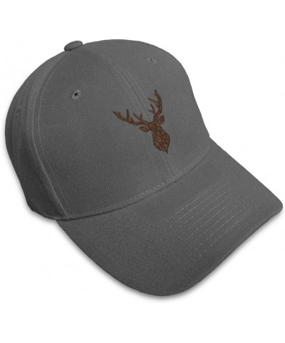 Custom Baseball Cap Animal Deer Head Embroidery Acrylic Dad Hats for Men & Women Dark Grey Design Only $14.57 Baseball Caps