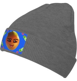 Black Warm Knit Hat Smiley Yellow Pear Pattern Soft Good Elasticity Suitable for Daily and Outdoor Sports Deep Heather $9.16 ...