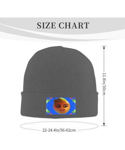 Black Warm Knit Hat Smiley Yellow Pear Pattern Soft Good Elasticity Suitable for Daily and Outdoor Sports Deep Heather $9.16 ...