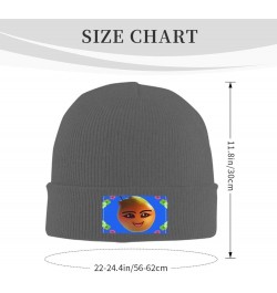 Black Warm Knit Hat Smiley Yellow Pear Pattern Soft Good Elasticity Suitable for Daily and Outdoor Sports Deep Heather $9.16 ...