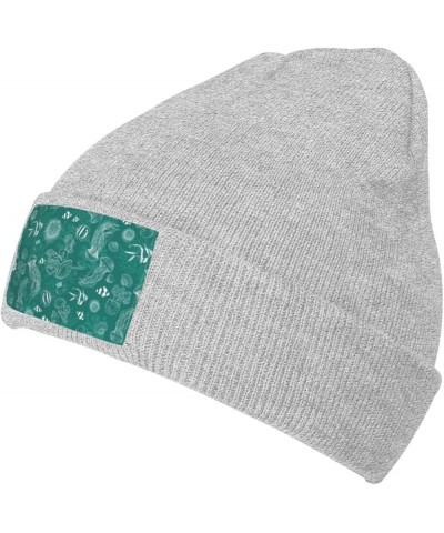 Dolphins Flowers Sea Starfish Coral Seashell Print Beanie Hat Knitted Cap for Men Women,Thin Warm Knit Slouchy Gray $10.54 Sk...