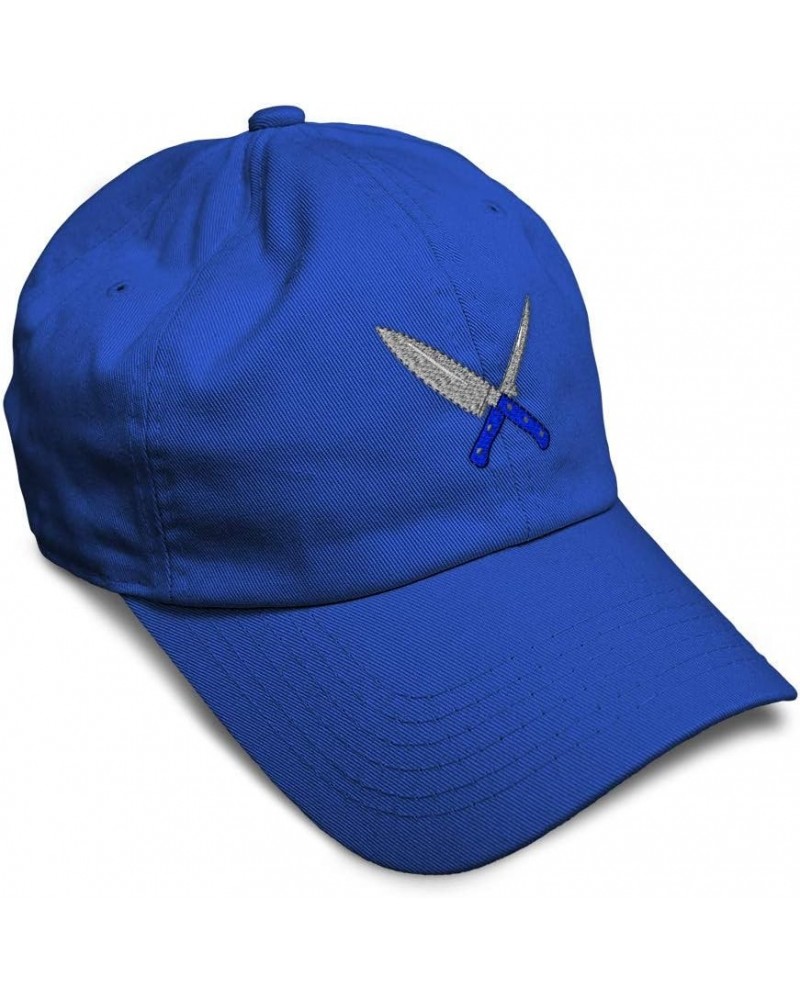 Soft Baseball Cap Cooking Knives Utensils Embroidery Cotton Dad Hats for Men & Women Royal Blue Design Only $12.00 Baseball Caps