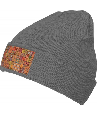 Group of Moroccan Geometric Print Knitted Hat Daily Warm Hat,Soft Outdoor Beanie for Men Women,Eisure Doudou Hat Deep Heather...