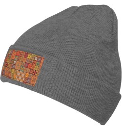 Group of Moroccan Geometric Print Knitted Hat Daily Warm Hat,Soft Outdoor Beanie for Men Women,Eisure Doudou Hat Deep Heather...