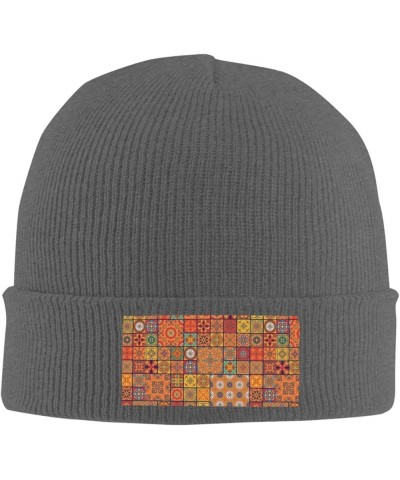 Group of Moroccan Geometric Print Knitted Hat Daily Warm Hat,Soft Outdoor Beanie for Men Women,Eisure Doudou Hat Deep Heather...