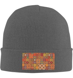 Group of Moroccan Geometric Print Knitted Hat Daily Warm Hat,Soft Outdoor Beanie for Men Women,Eisure Doudou Hat Deep Heather...