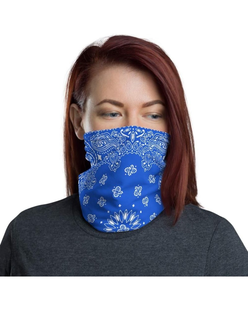 Fabric Neck Gaiter Face Mask - Washable - Unisex Face Shield - Headband - Neck Warmer - Bandana Blue $15.68 Scarves