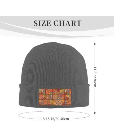 Group of Moroccan Geometric Print Knitted Hat Daily Warm Hat,Soft Outdoor Beanie for Men Women,Eisure Doudou Hat Deep Heather...