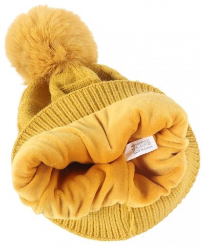 Winter Wool Ball Knitted Hat Scarf Gloves Fashion Warm Three Piece Set Scarf Gloves Hat Women Yellow $18.18 Scarves