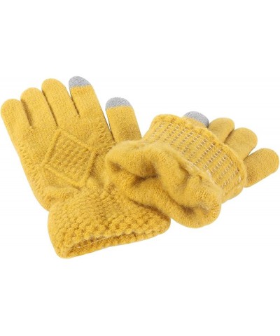 Winter Wool Ball Knitted Hat Scarf Gloves Fashion Warm Three Piece Set Scarf Gloves Hat Women Yellow $18.18 Scarves