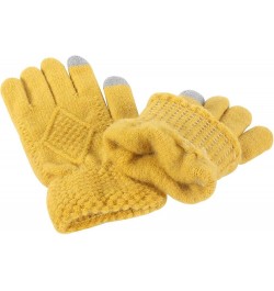 Winter Wool Ball Knitted Hat Scarf Gloves Fashion Warm Three Piece Set Scarf Gloves Hat Women Yellow $18.18 Scarves