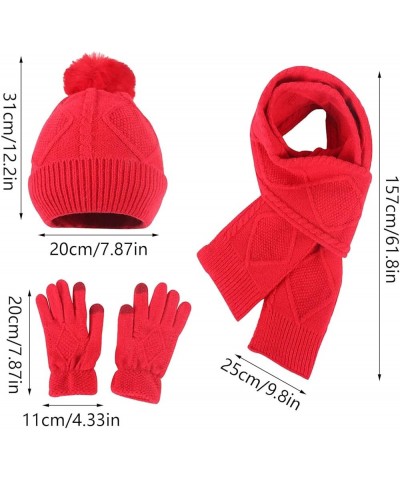 Winter Wool Ball Knitted Hat Scarf Gloves Fashion Warm Three Piece Set Scarf Gloves Hat Women Yellow $18.18 Scarves