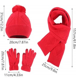 Winter Wool Ball Knitted Hat Scarf Gloves Fashion Warm Three Piece Set Scarf Gloves Hat Women Yellow $18.18 Scarves